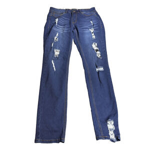 UWD Jeans Juniors 11 Blue Distressed Premium Denimwear Ripped Straight Leg Pants